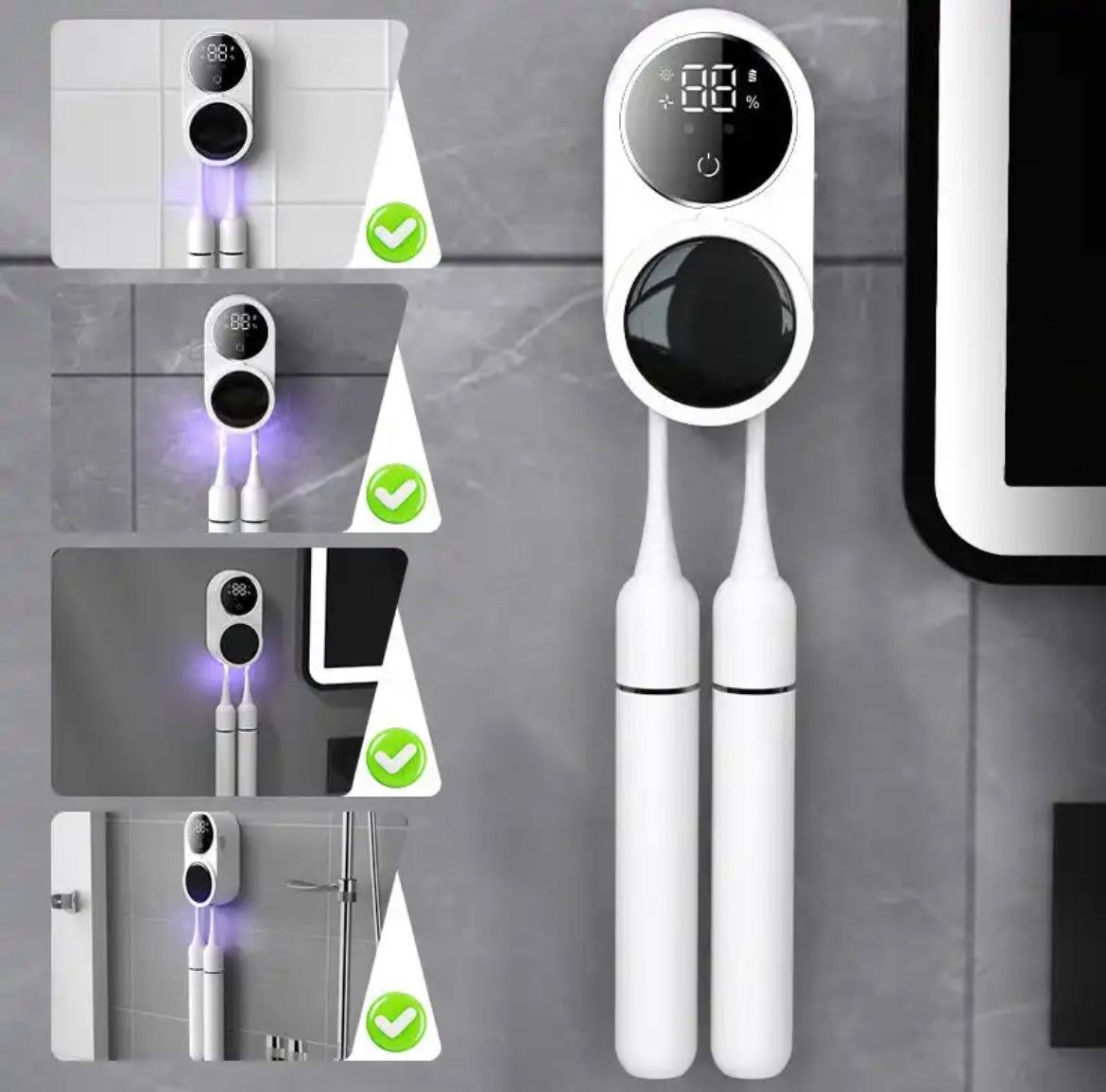 stérilisateur de brosse à dents uv intelligent sans fil - arabriss